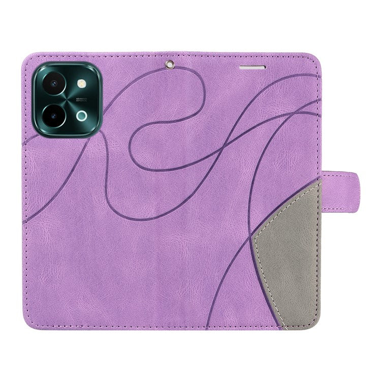 KT Leather Series-1 For vivo Y28 4G Color Splicing Wallet Case Leather Phone Cover - Light Purple