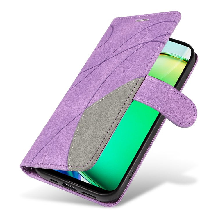 KT Leather Series-1 For vivo Y28 4G Color Splicing Wallet Case Leather Phone Cover - Light Purple