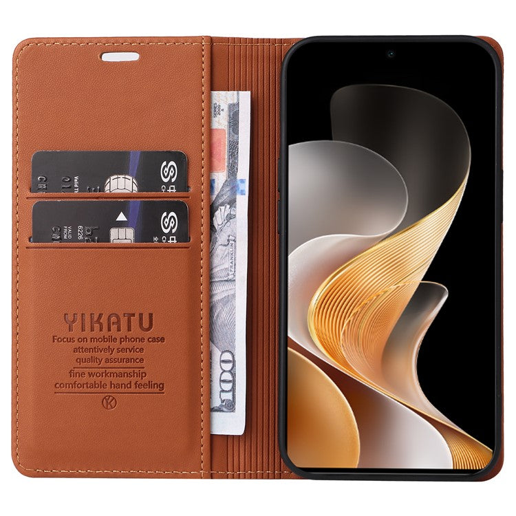 YIKATU YK-001 For vivo S19 5G / V40 5G Case Strong Magnetic Leather Phone Cover - Brown