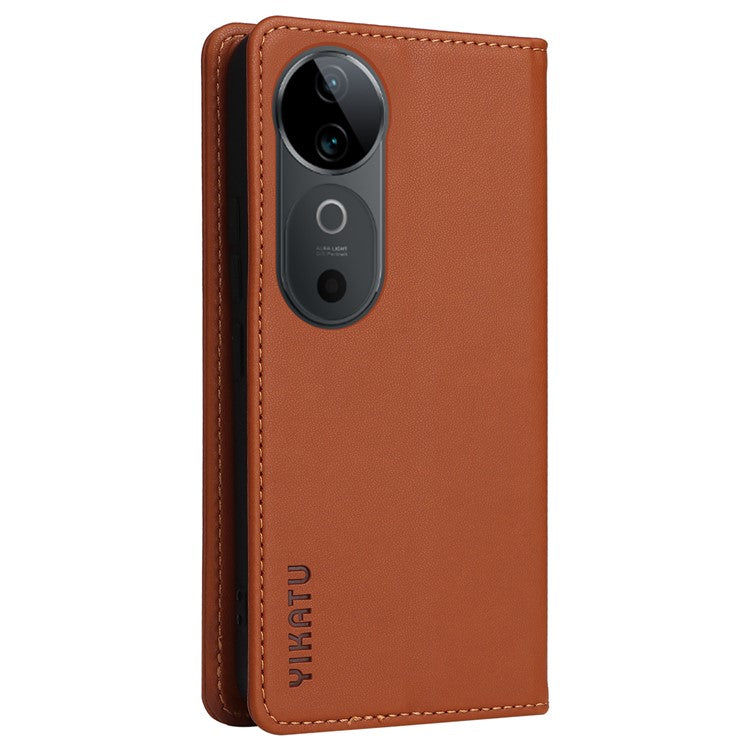 YIKATU YK-001 For vivo S19 5G / V40 5G Case Strong Magnetic Leather Phone Cover - Brown