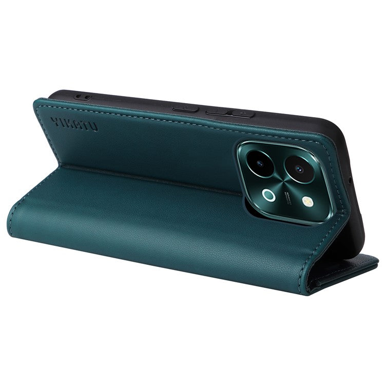 YIKATU YK-001 For vivo Y28 4G Case Card Slot Stand Leather Phone Cover Strong Magnetic - Green