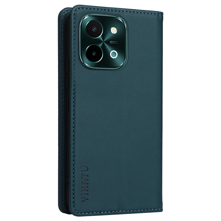 YIKATU YK-001 For vivo Y28 4G Case Card Slot Stand Leather Phone Cover Strong Magnetic - Green