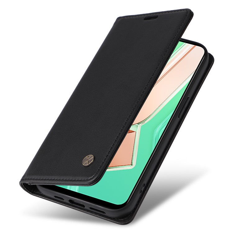 YIKATU YK-001 For vivo Y28 4G Case Card Slot Stand Leather Phone Cover Strong Magnetic - Black