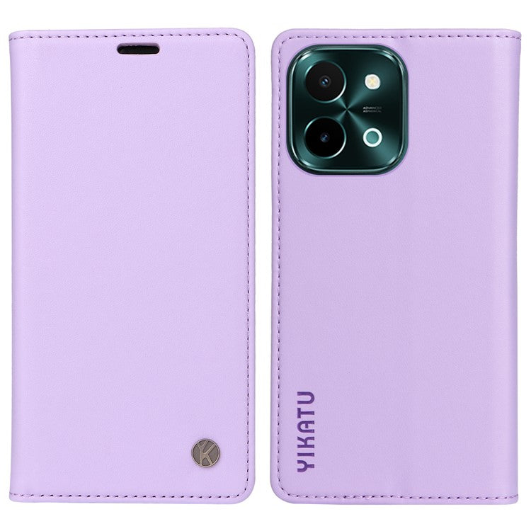 YIKATU YK-001 For vivo Y28 4G Case Card Slot Stand Leather Phone Cover Strong Magnetic - Light Purple