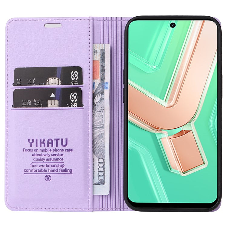 YIKATU YK-001 For vivo Y28 4G Case Card Slot Stand Leather Phone Cover Strong Magnetic - Light Purple