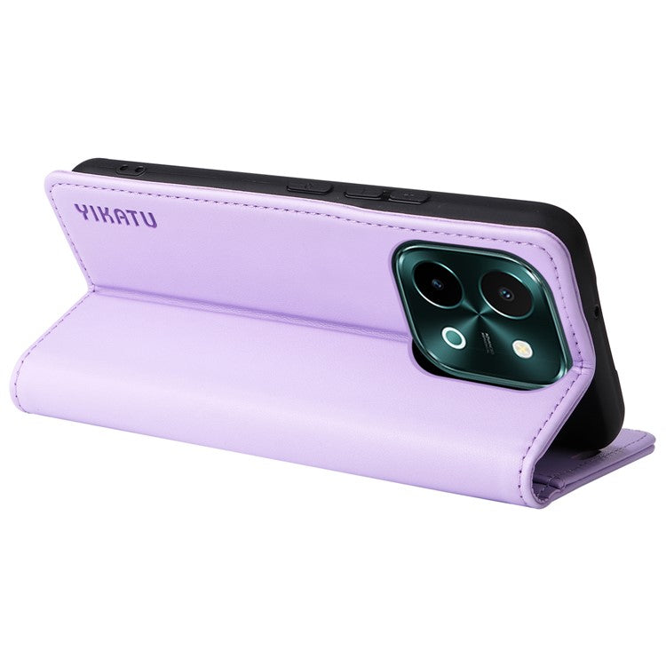 YIKATU YK-001 For vivo Y28 4G Case Card Slot Stand Leather Phone Cover Strong Magnetic - Light Purple