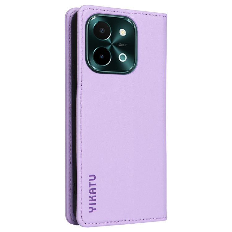 YIKATU YK-001 For vivo Y28 4G Case Card Slot Stand Leather Phone Cover Strong Magnetic - Light Purple