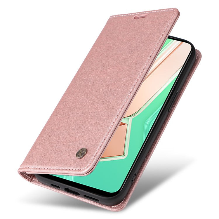 YIKATU YK-001 For vivo Y28 4G Case Card Slot Stand Leather Phone Cover Strong Magnetic - Rose Gold