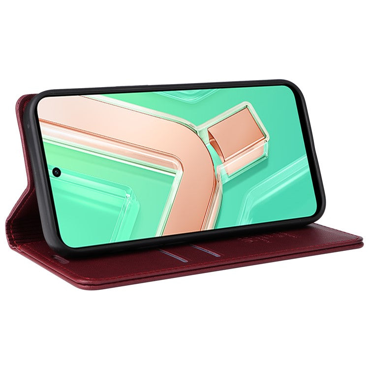 YIKATU YK-001 For vivo Y28 4G Case Card Slot Stand Leather Phone Cover Strong Magnetic - Wine Red