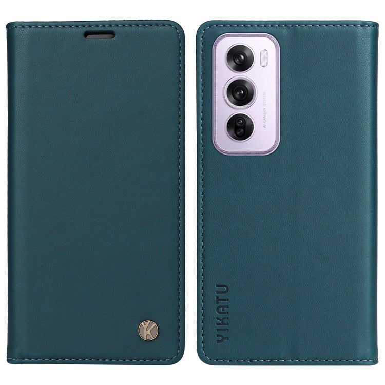 YIKATU YK-001 For Oppo Reno12 Pro 5G (China) / (Global) Case Leather Magnetic Auto-Absorbed Phone Cover - Green