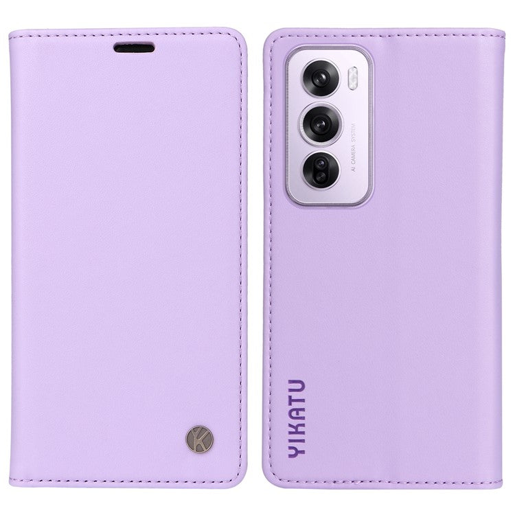 YIKATU YK-001 For Oppo Reno12 Pro 5G (China) / (Global) Case Leather Magnetic Auto-absorbed Phone Cover - Light Purple