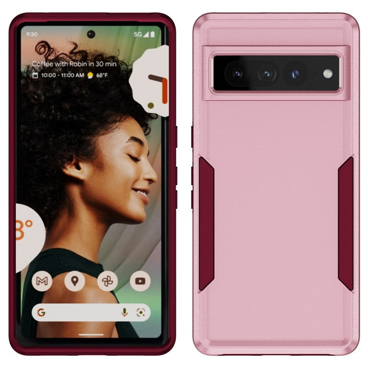 For Google Pixel 7 Pro Phone Case PC + TPU Dual Layer Shockproof Cover Back Protector Anti-drop Phone Case - Pink  /  Rose