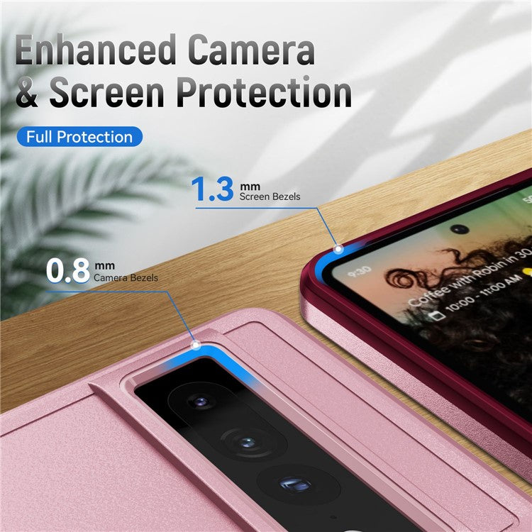 For Google Pixel 7 Pro Phone Case PC + TPU Dual Layer Shockproof Cover Back Protector Anti-drop Phone Case - Pink  /  Rose