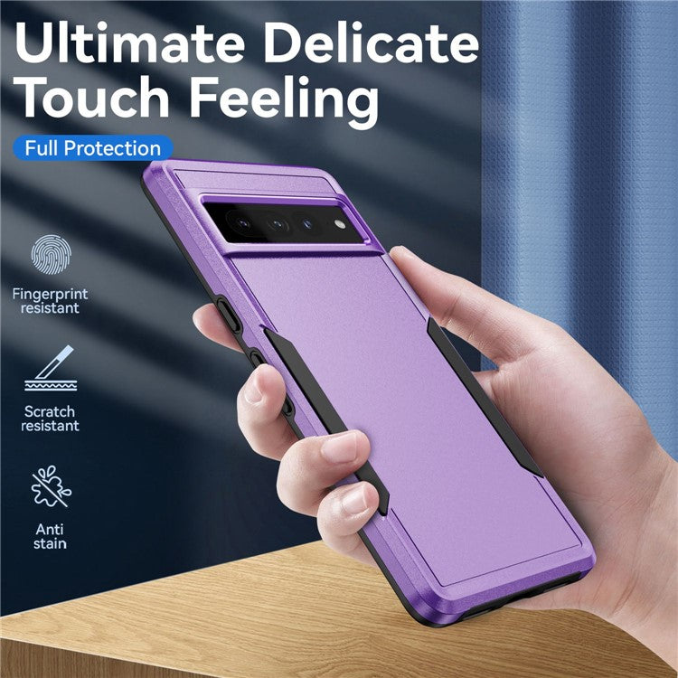 For Google Pixel 7 Pro Phone Case PC + TPU Dual Layer Shockproof Cover Back Protector Anti-drop Phone Case - Purple  /  Black