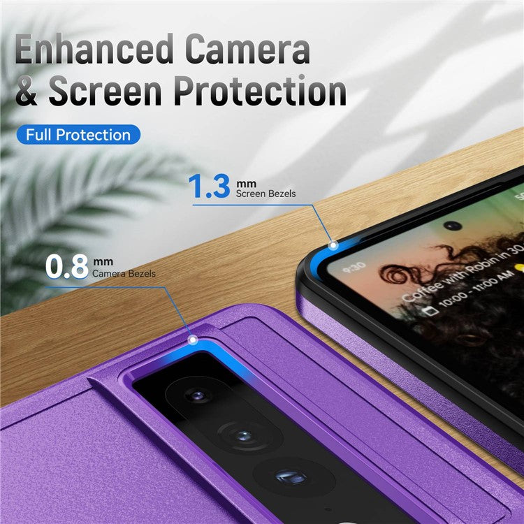 For Google Pixel 7 Pro Phone Case PC + TPU Dual Layer Shockproof Cover Back Protector Anti-drop Phone Case - Purple  /  Black