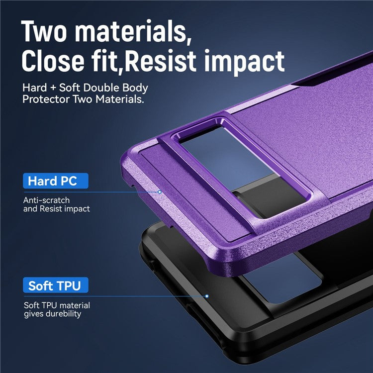 For Google Pixel 7 Pro Phone Case PC + TPU Dual Layer Shockproof Cover Back Protector Anti-drop Phone Case - Purple  /  Black