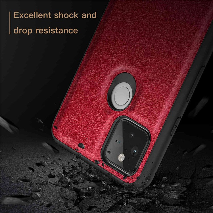 Slim Fit Phone Case for Google Pixel 4a 5G, Retro PU Leather Coated TPU+PC Phone Shell Anti-scratch Cell Phone Cover - Red