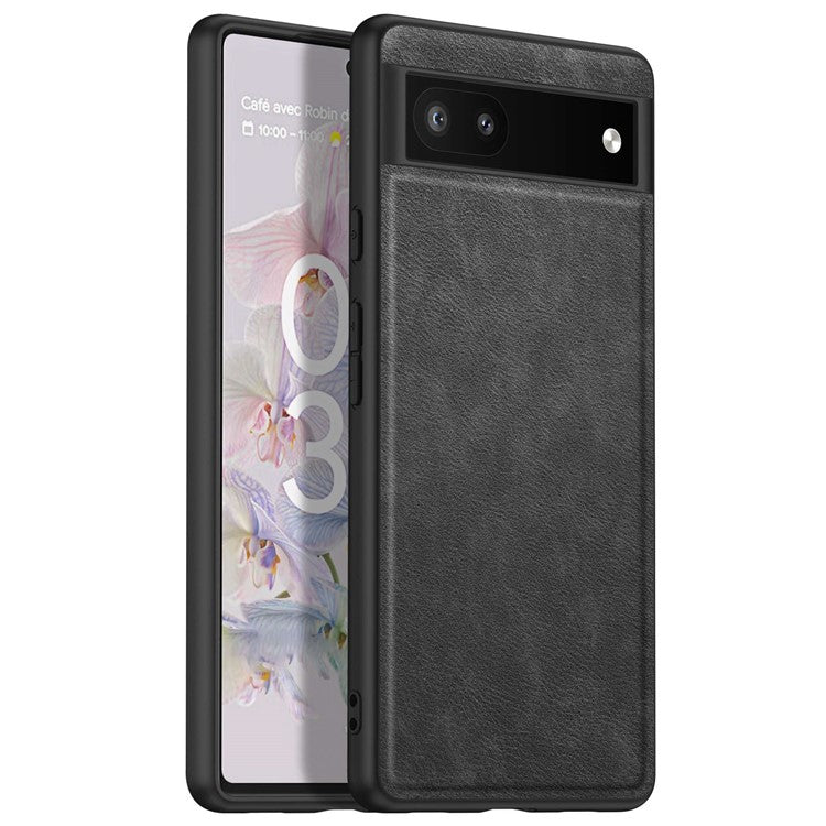 For Google Pixel 6a Retro Phone Case Multi-layer Protection TPU+PC+PU Leather Wear-resistant Phone Back Cover - Black