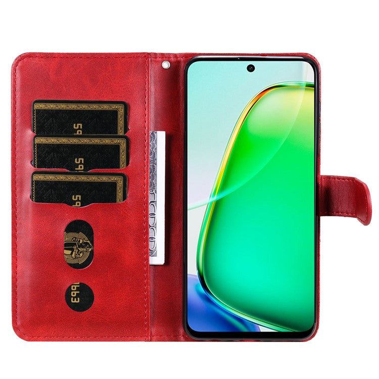 For vivo Y28 4G / iQOO Z9x 5G Case PU Leather Stand Phone Cover with Zipper Pocket - Red