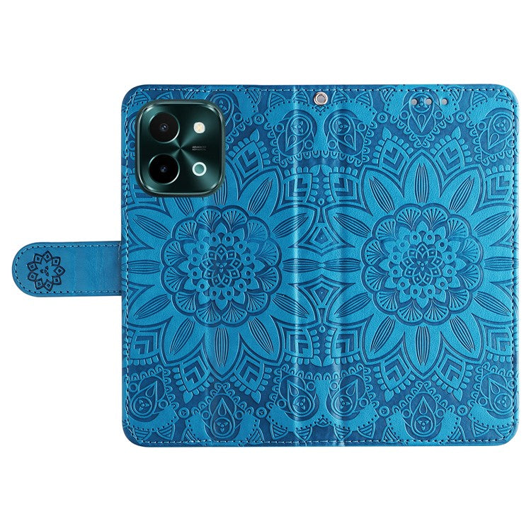 For vivo Y28 4G / iQOO Z9x 5G Case Sunflower Leather Phone Wallet Cover - Blue