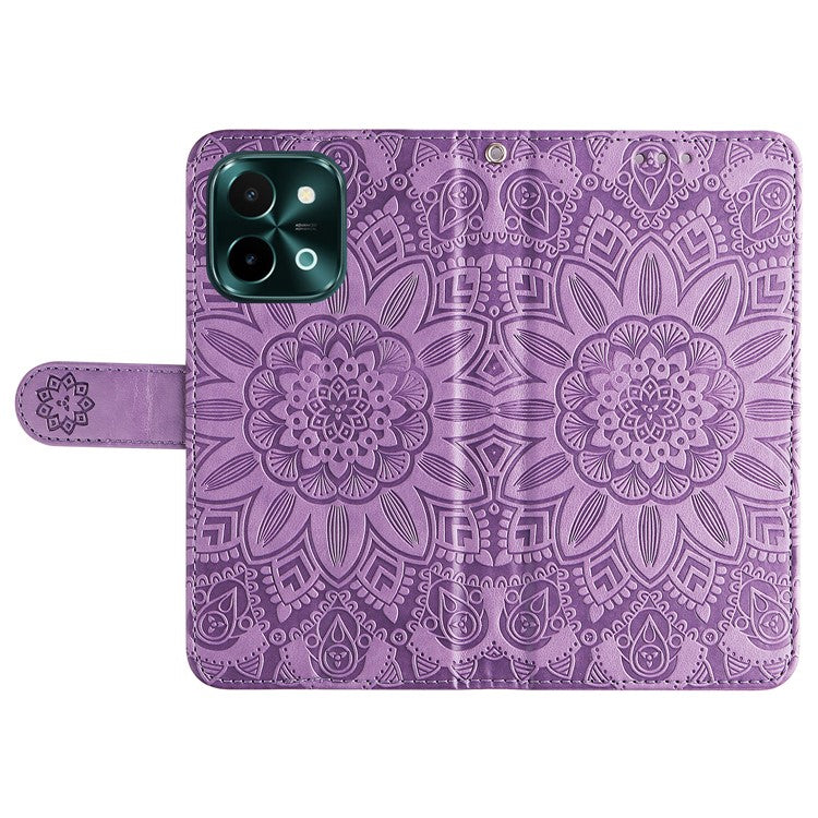 For vivo Y28 4G / iQOO Z9x 5G Case Sunflower Leather Phone Wallet Cover - Purple