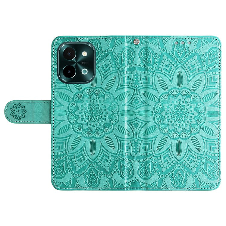 For vivo Y28 4G / iQOO Z9x 5G Case Sunflower Leather Phone Wallet Cover - Green