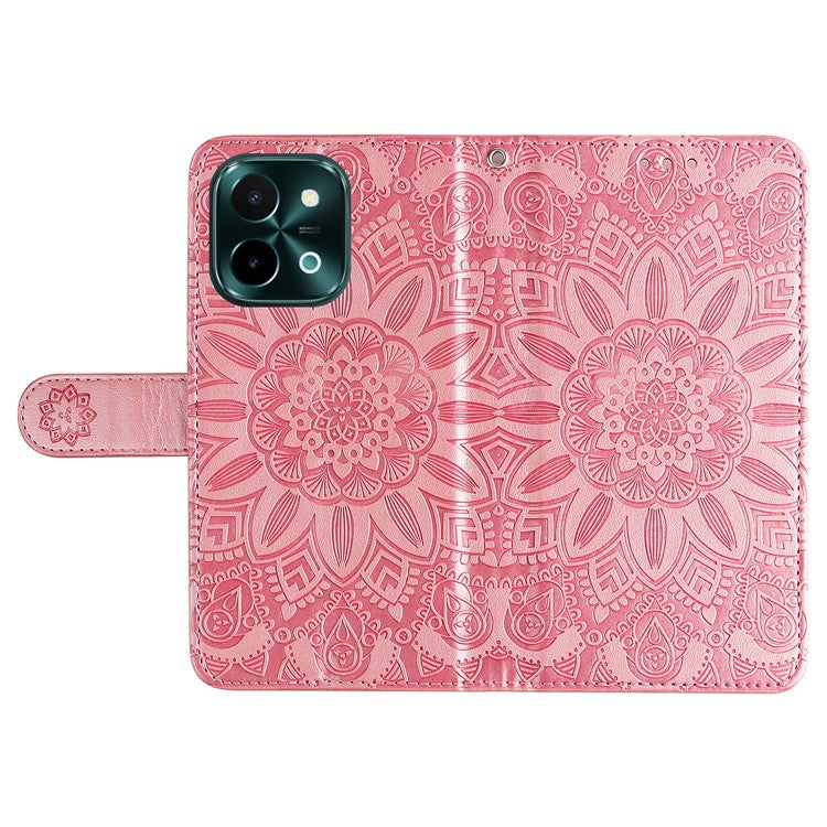 For vivo Y28 4G / iQOO Z9x 5G Case Sunflower Leather Phone Wallet Cover - Pink