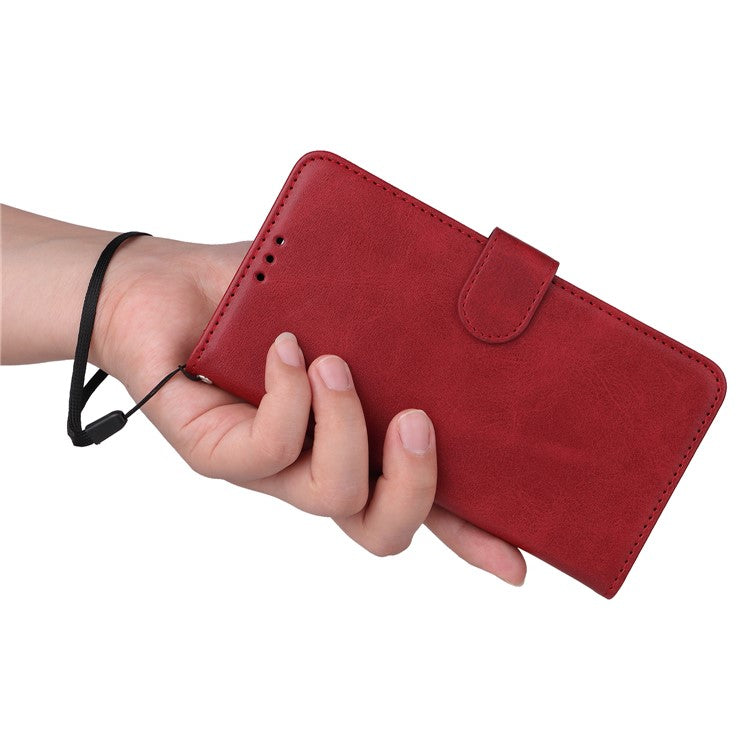 For vivo Y28 4G / iQOO Z9x 5G Case Calf Texture Leather Wallet Phone Cover - Red