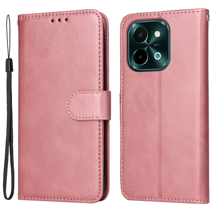 For vivo Y28 4G / iQOO Z9x 5G Case Calf Texture Leather Wallet Phone Cover - Pink