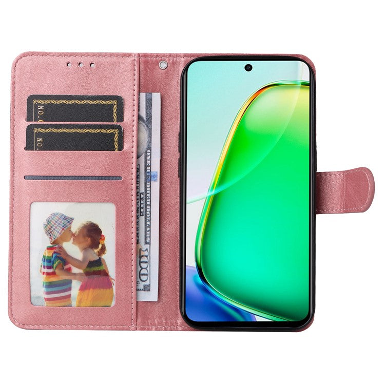 For vivo Y28 4G / iQOO Z9x 5G Case Calf Texture Leather Wallet Phone Cover - Pink