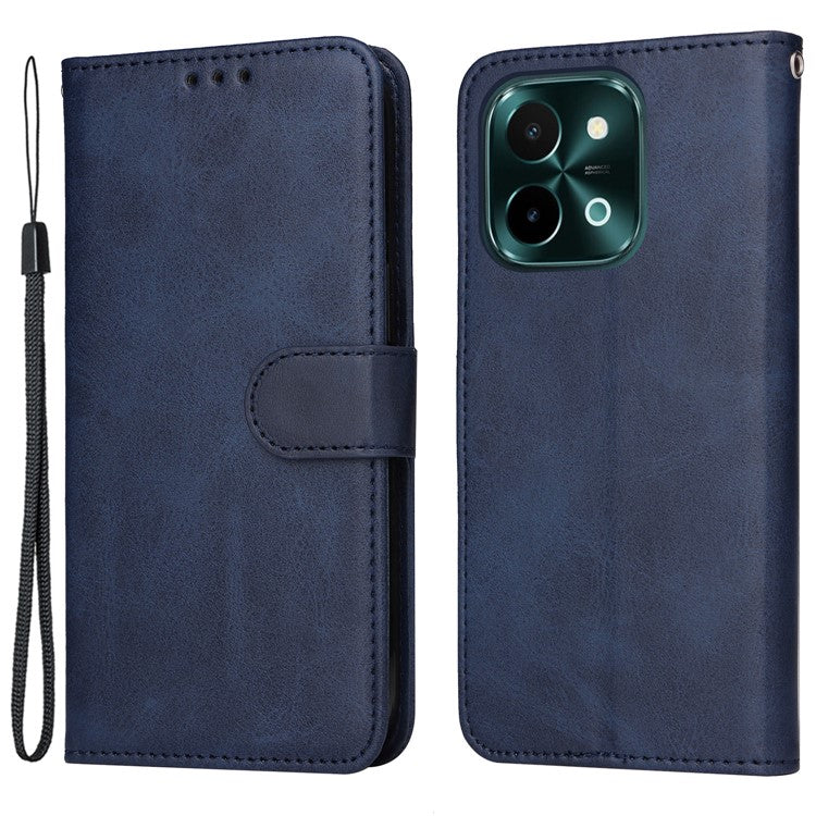 For vivo Y28 4G / iQOO Z9x 5G Case Calf Texture Leather Wallet Phone Cover - Blue