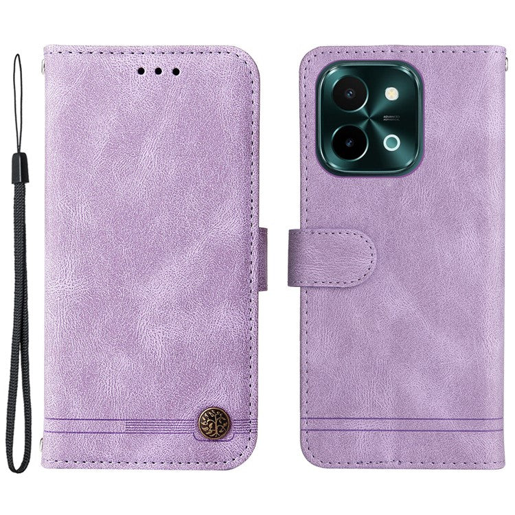 For vivo Y28 4G / iQOO Z9x 5G Case Leather Wallet Phone Cover Skin Touch Feeling - Purple