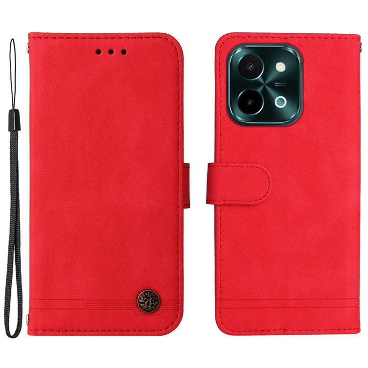 For vivo Y28 4G / iQOO Z9x 5G Case Leather Wallet Phone Cover Skin Touch Feeling - Red