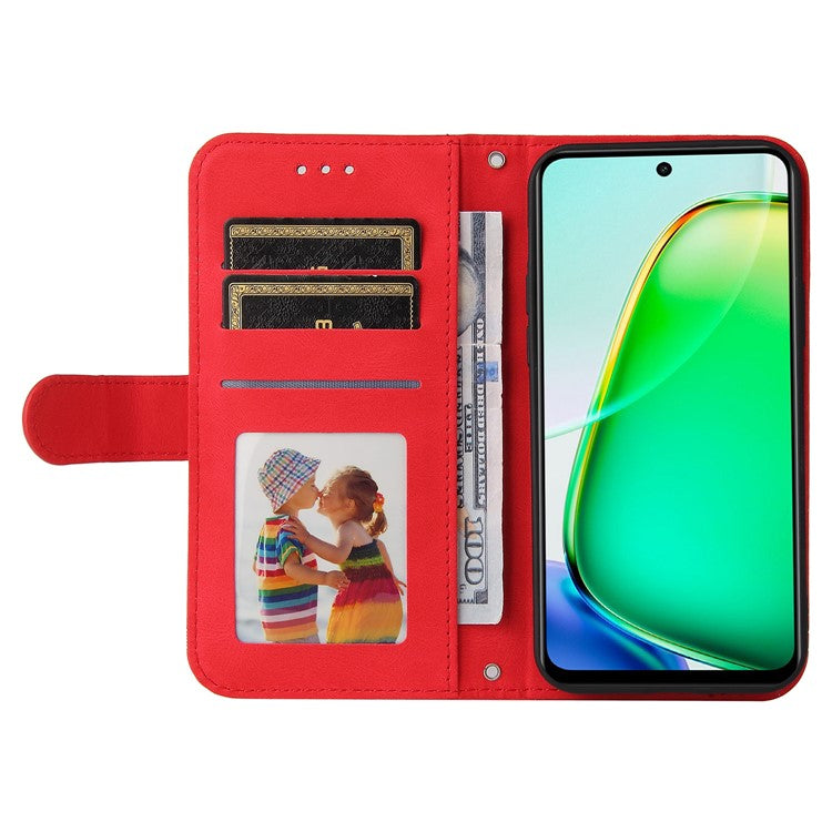 For vivo Y28 4G / iQOO Z9x 5G Case Leather Wallet Phone Cover Skin Touch Feeling - Red