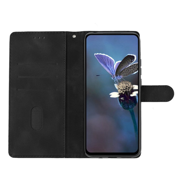 For Google Pixel 8 Case PU Leather Wallet Phone Cover Imprinted Butterfly Flowers Wrist Strap - Black