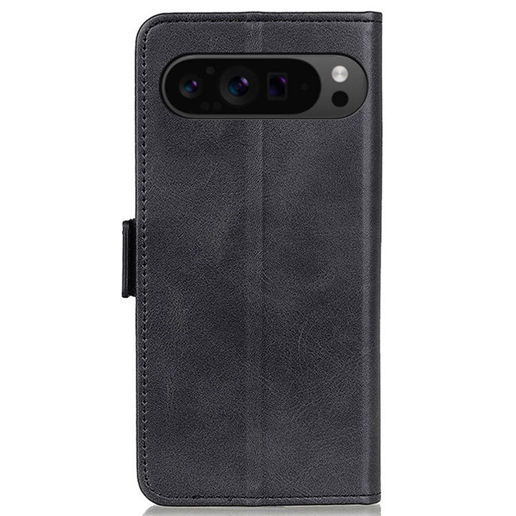 For Google Pixel 9 Pro XL Wholesale Phone Case Cowhide Texture PU Leather Phone Stand Cover - Black