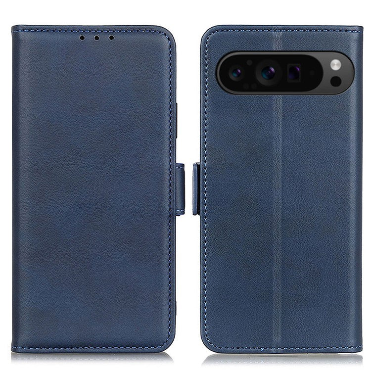 For Google Pixel 9 Pro XL Wholesale Phone Case Cowhide Texture PU Leather Phone Stand Cover - Blue