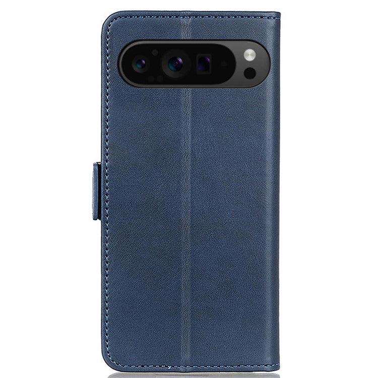 For Google Pixel 9 Pro XL Wholesale Phone Case Cowhide Texture PU Leather Phone Stand Cover - Blue