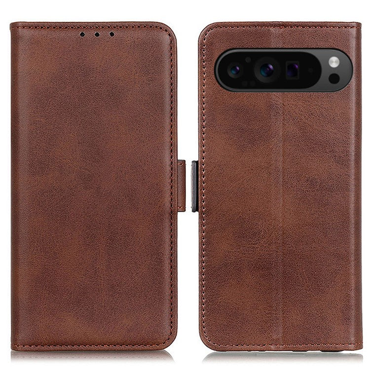 For Google Pixel 9 Pro XL Wholesale Phone Case Cowhide Texture PU Leather Phone Stand Cover - Brown