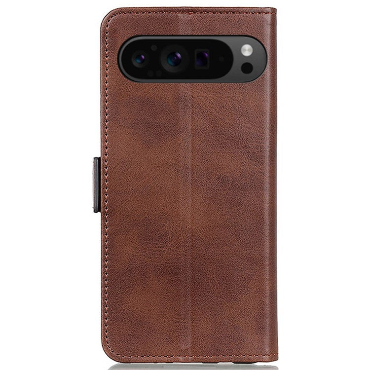 For Google Pixel 9 Pro XL Wholesale Phone Case Cowhide Texture PU Leather Phone Stand Cover - Brown