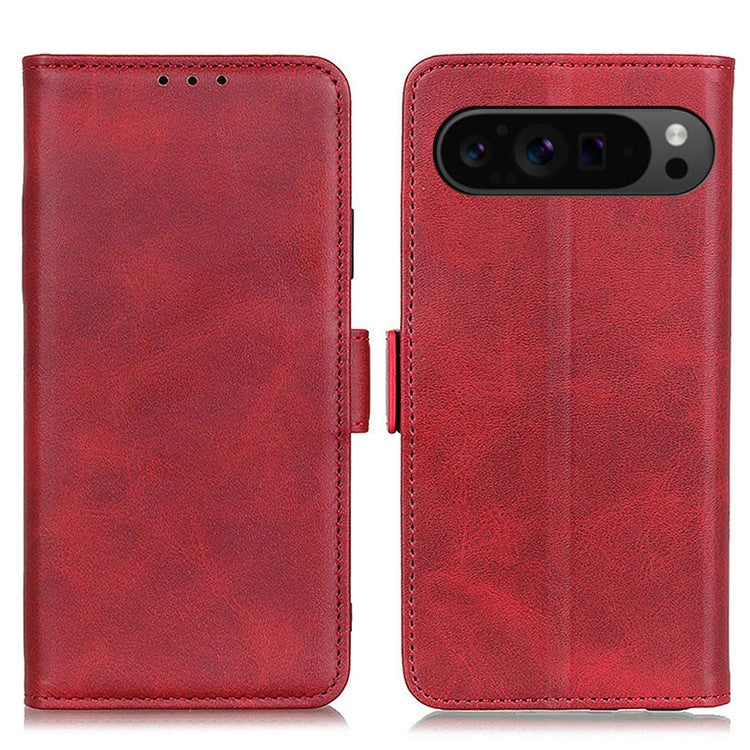 For Google Pixel 9 Pro XL Wholesale Phone Case Cowhide Texture PU Leather Phone Stand Cover - Red