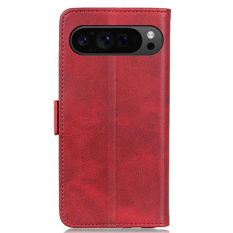 For Google Pixel 9 Pro XL Wholesale Phone Case Cowhide Texture PU Leather Phone Stand Cover - Red