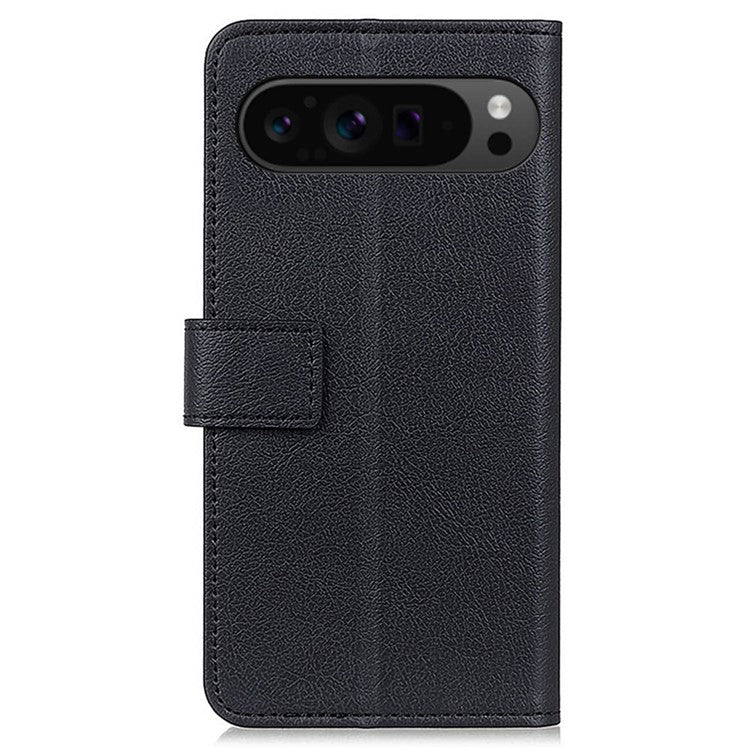 For Google Pixel 9 Pro XL Textured Wholesale Phone Case PU Leather Phone Stand Cover - Black