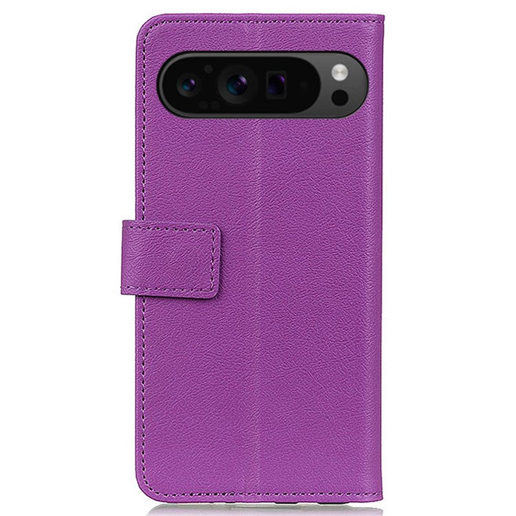 For Google Pixel 9 Pro XL Textured Wholesale Phone Case PU Leather Phone Stand Cover - Purple