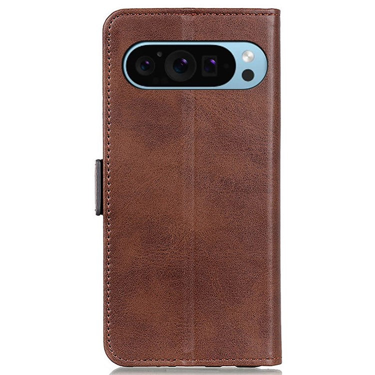 For Google Pixel 9 Pro / Pixel 9 Wholesale Phone Case Cowhide Texture PU Leather Phone Stand Cover - Brown