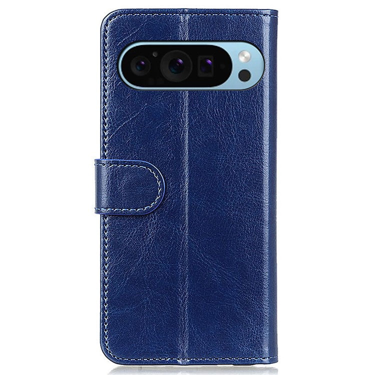 For Google Pixel 9 Pro / Pixel 9 Crazy Horse Texture Wholesale Phone Case PU Leather Phone Stand Cover - Blue