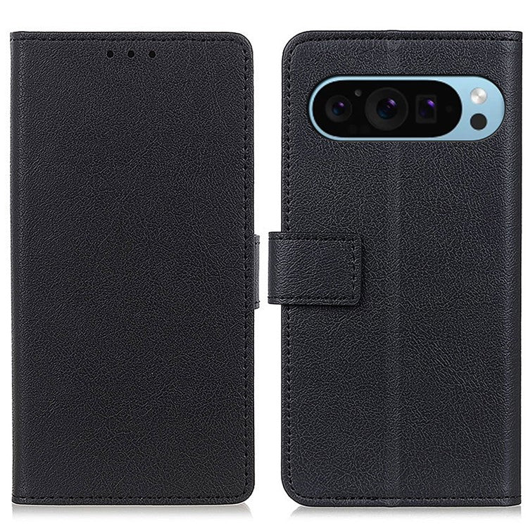 For Google Pixel 9 Pro / Pixel 9 Wholesale Phone Case TPU + PU Leather Shell Phone Stand Cover - Black