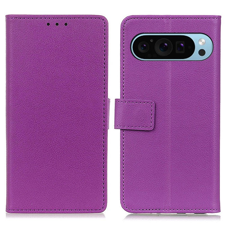 For Google Pixel 9 Pro / Pixel 9 Wholesale Phone Case TPU + PU Leather Shell Phone Stand Cover - Purple