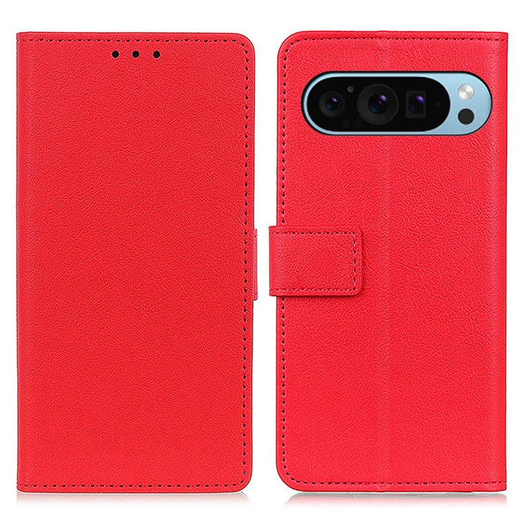 For Google Pixel 9 Pro / Pixel 9 Wholesale Phone Case TPU + PU Leather Shell Phone Stand Cover - Red