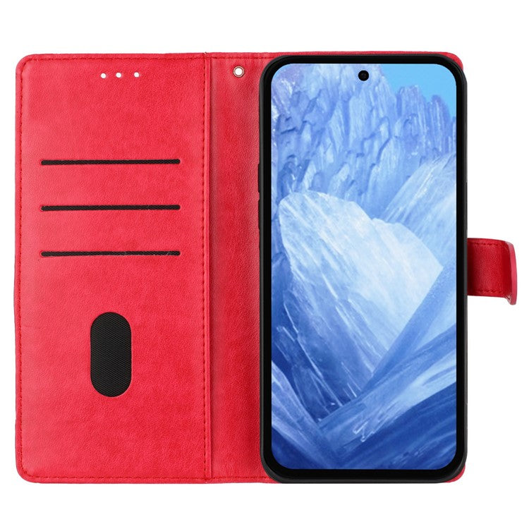 For Google Pixel 8 Pro Wallet Case Butterfly Floral Imprint Leather Phone Cover with Stand - Red